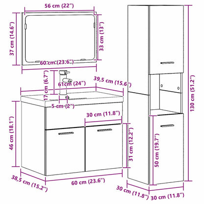 Sets Anders 3 pcs Oude hout 30 x 30 x 130 cm Bewerkt hout
