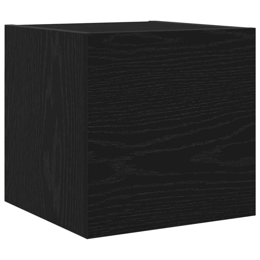 Tv-meubelset Wandgemonteerd 8 pcs Zwart Eiken Bewerkt hout