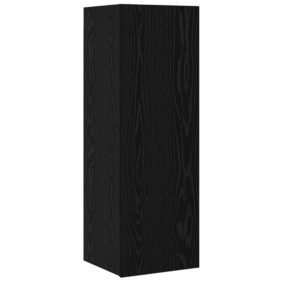 Tv-meubelset Wandgemonteerd 8 pcs Zwart Eiken Bewerkt hout