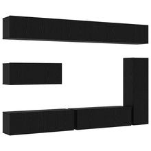 Tv-meubelset Wandgemonteerd 7 pcs Zwart Eiken Bewerkt hout