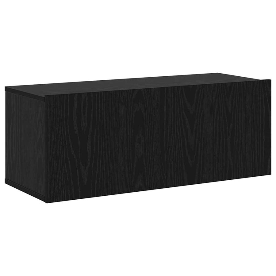 Tv-meubelset Wandgemonteerd 7 pcs Zwart Eiken Bewerkt hout