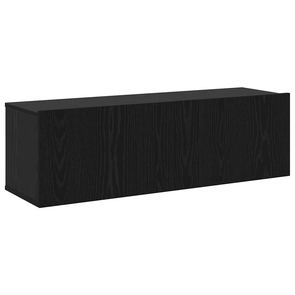 Tv-meubelset Wandgemonteerd 7 pcs Zwart Eiken Bewerkt hout