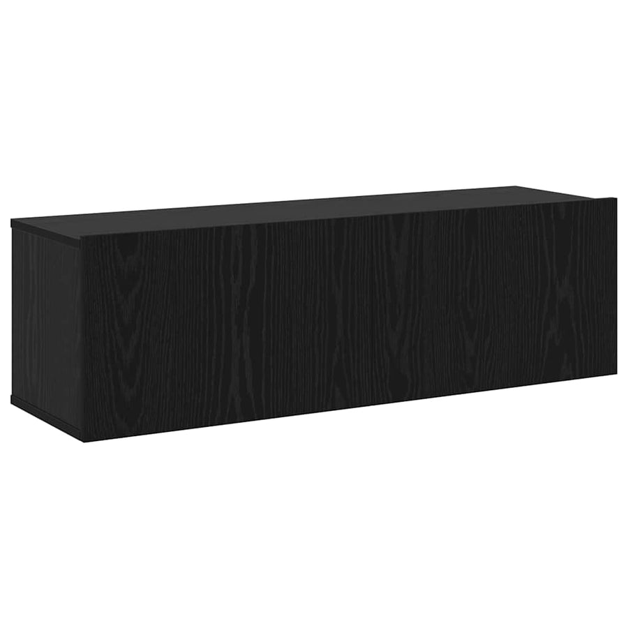 Tv-meubelset Wandgemonteerd 7 pcs Zwart Eiken Bewerkt hout