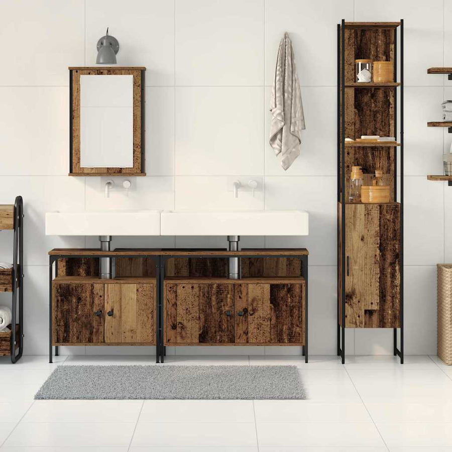 Badkamermeubelset met plank 4 pcs Oud Hout Bewerkt hout