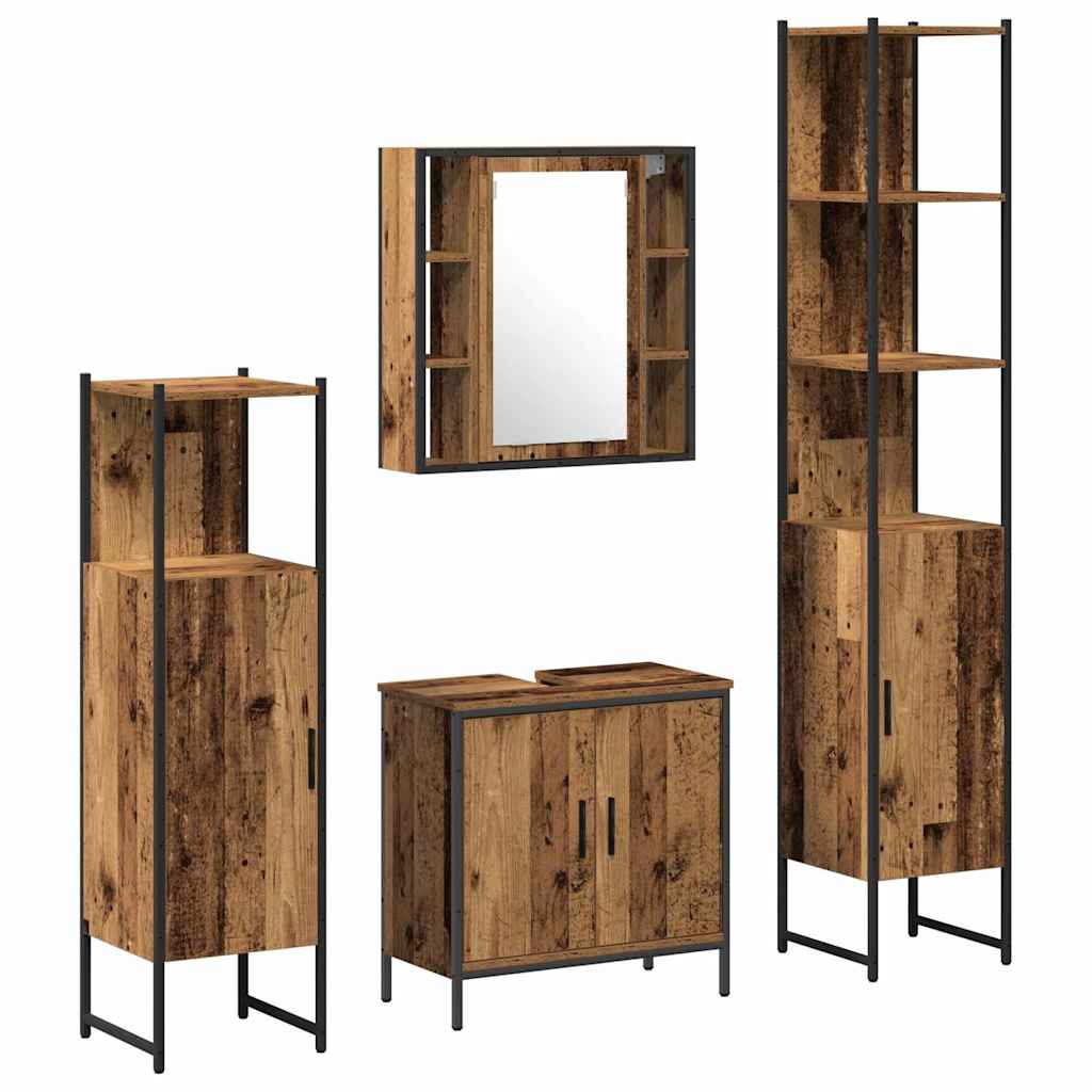 Badkamermeubelset 4 pcs Bruin 33 x 33 x 185.5 cm Bewerkt hout