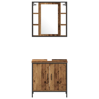 Badkamermeubelset 4 pcs Bruin 33 x 33 x 185.5 cm Bewerkt hout