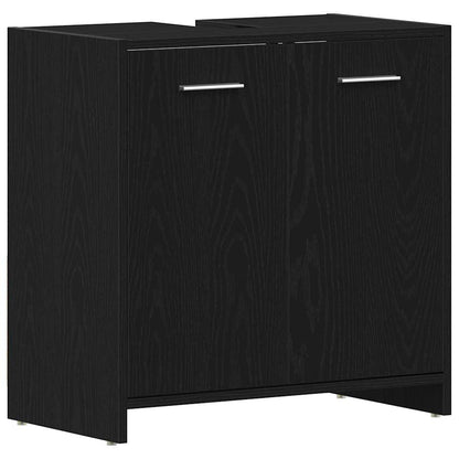 Badkamermeubelset met lade 4 pcs Zwart Eiken Bewerkt hout
