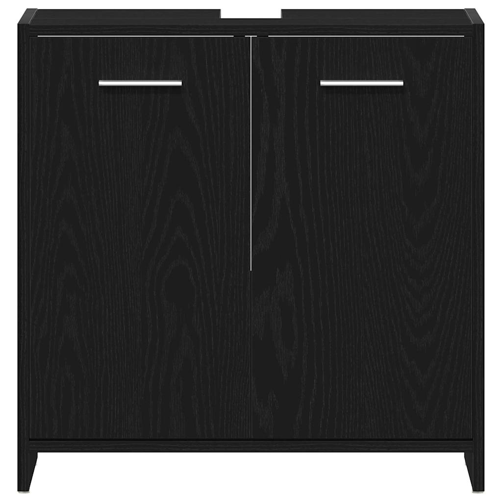 Badkamermeubelset met lade 4 pcs Zwart Eiken Bewerkt hout