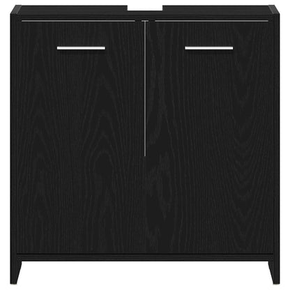 Badkamermeubelset met lade 4 pcs Zwart Eiken Bewerkt hout