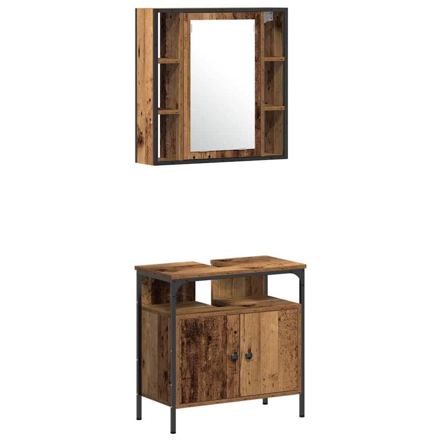Badkamermeubelset met plank 4 pcs Oud Hout Bewerkt hout