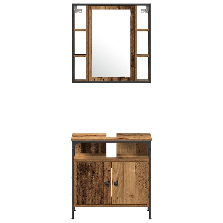 Badkamermeubelset met plank 4 pcs Oud Hout Bewerkt hout