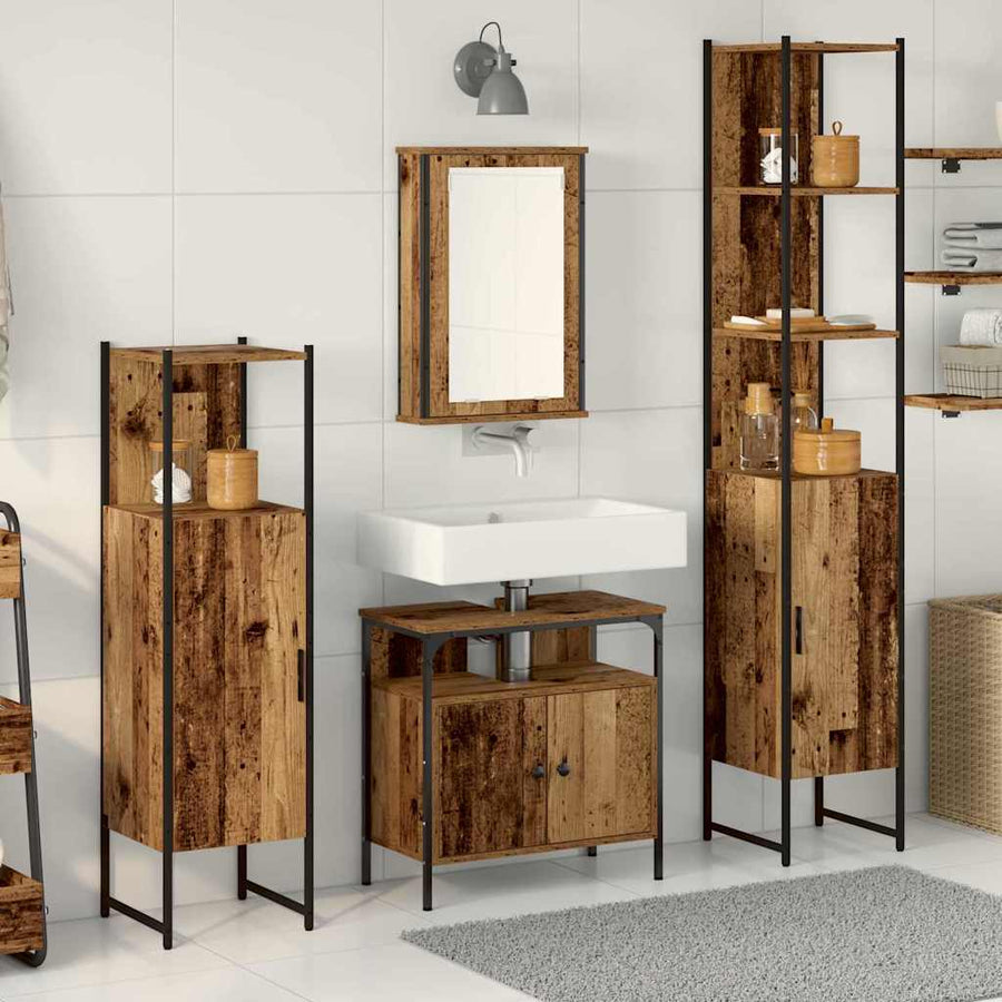 Badkamermeubelset met plank 4 pcs Oud hout Bewerkt hout