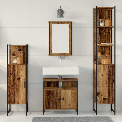 Badkamermeubelset met plank 4 pcs Oud hout Bewerkt hout