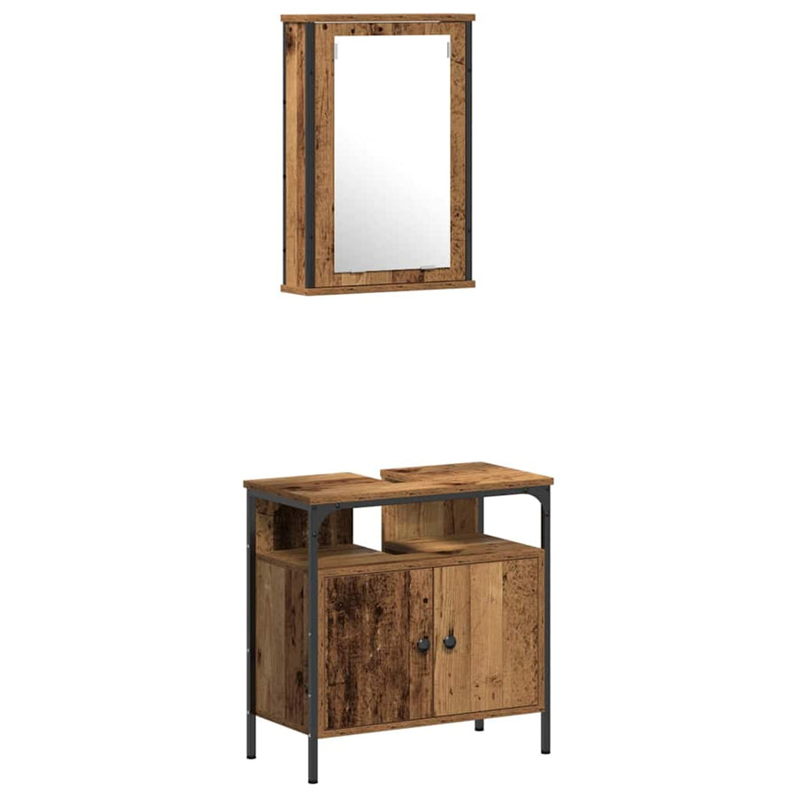 Badkamermeubelset met plank 4 pcs Oud hout Bewerkt hout