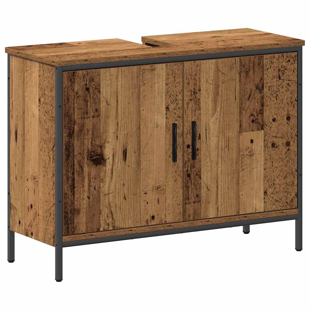 Badkamermeubelset met plank met opslag 4 pcs Bruin Bewerkt hout