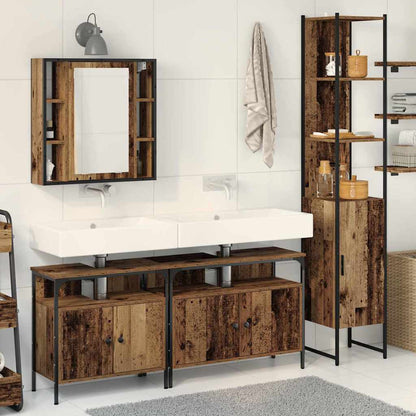 Badkamermeubelset met plank 4 pcs Oud Hout Bewerkt hout