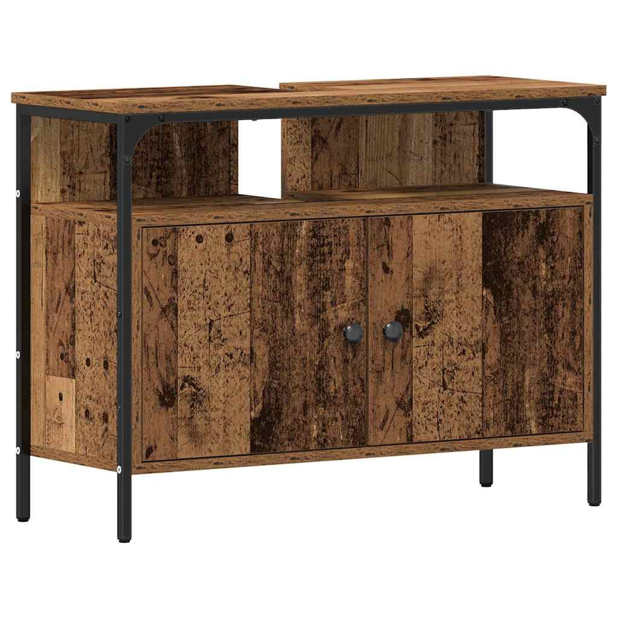 Badkamermeubelset met plank 4 pcs Oud Hout Bewerkt hout