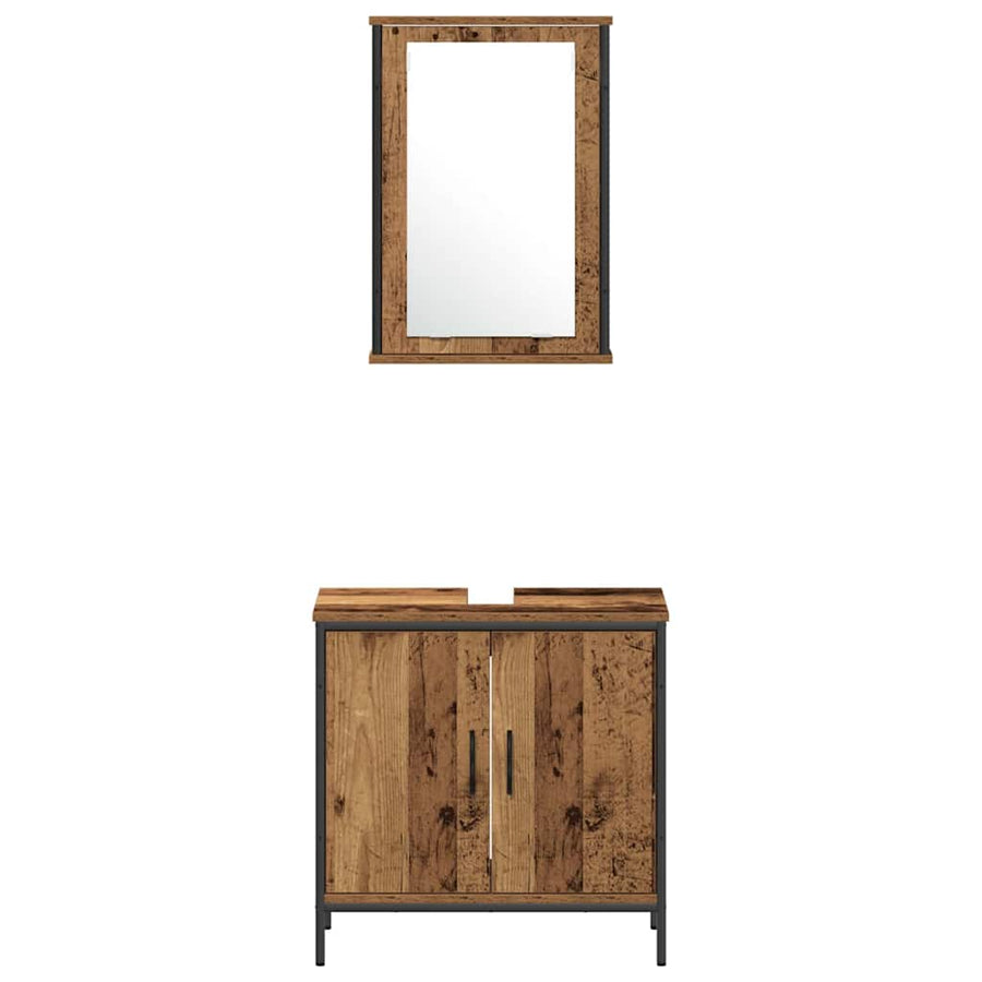 Badkamermeubelset met plank met opslag 4 pcs Bruin Bewerkt hout