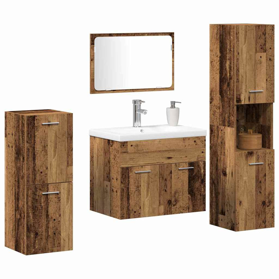 Badkamermeubelset 4 st Oud Hout 60 x 38,5 x 46 cm Bewerkt hout