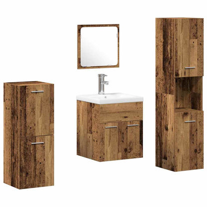 Badkamermeubelset 4 st Oud Hout 41 x 38,5 x 46 cm Bewerkt hout