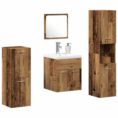 Badkamermeubelset 4 st Oud Hout 41 x 38,5 x 46 cm Bewerkt hout