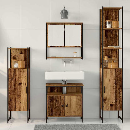Badkamermeubelset met plank 4 pcs Oud hout Bewerkt hout