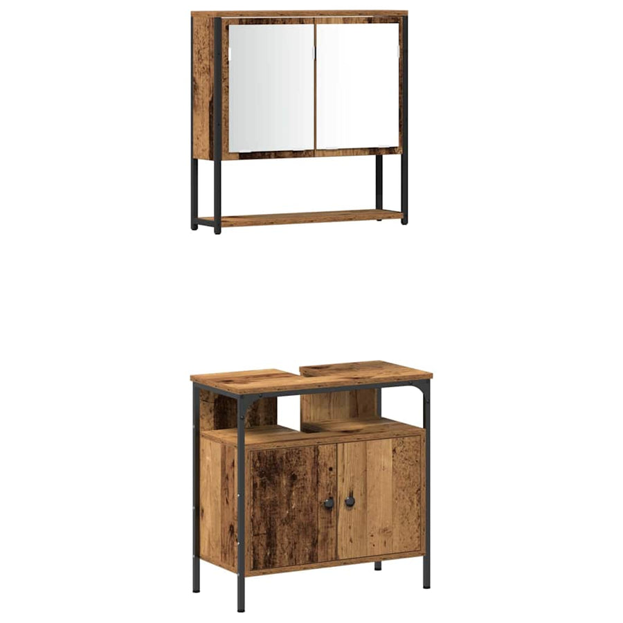 Badkamermeubelset met plank 4 pcs Oud hout Bewerkt hout