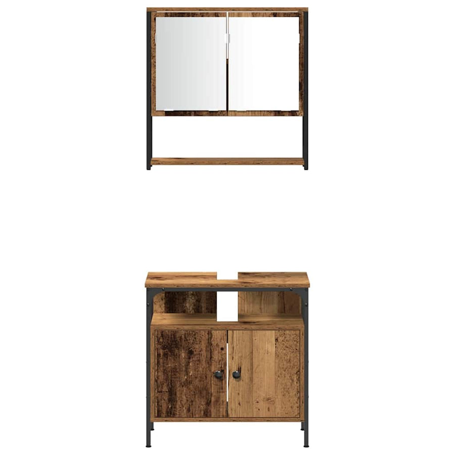 Badkamermeubelset met plank 4 pcs Oud hout Bewerkt hout