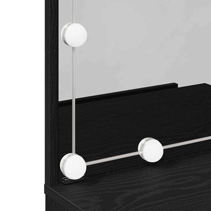 LED Make-up Tafel Set met lade Zwart Eiken 140 x 40 x 140 cm