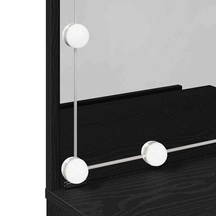 LED Make-up Tafel Set met lade Zwart Eiken 140 x 40 x 140 cm