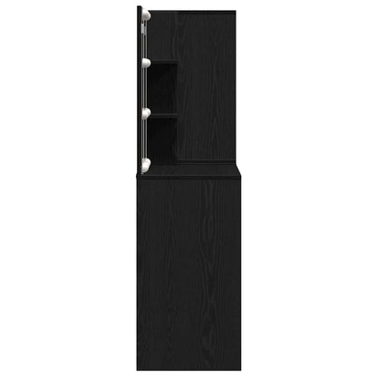 LED Make-up Tafel Set met lade Zwart Eiken 140 x 40 x 140 cm