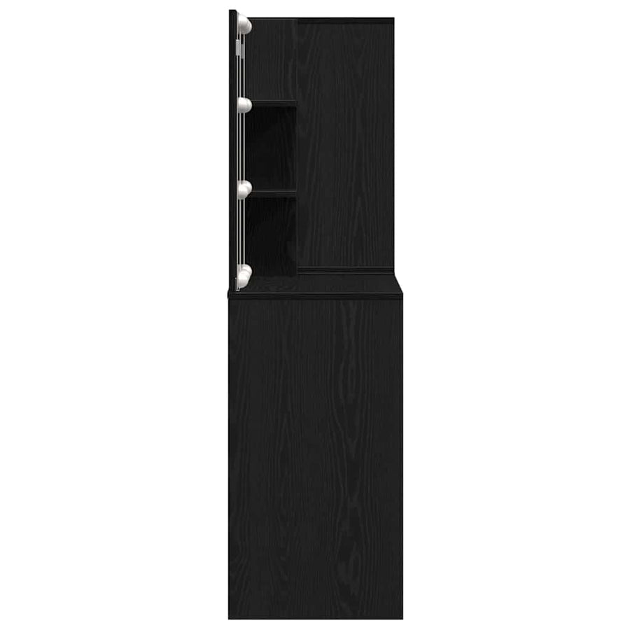LED Make-up Tafel Set met lade Zwart Eiken 140 x 40 x 140 cm
