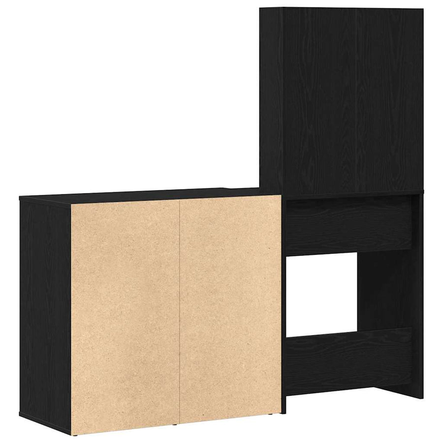 LED Make-up Tafel Set met lade Zwart Eiken 140 x 40 x 140 cm