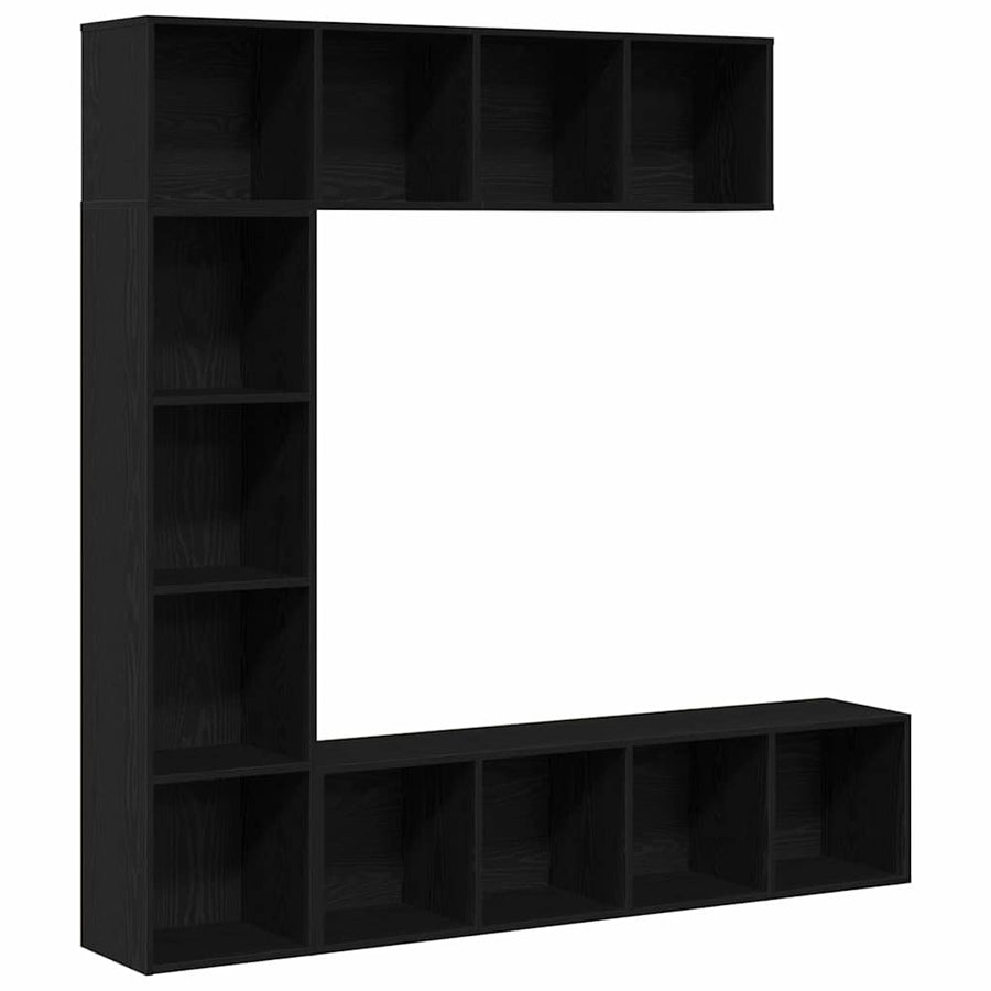 Boekenkast 3 pcs Zwart Eiken 36 x 30 x 143 cm Bewerkt hout