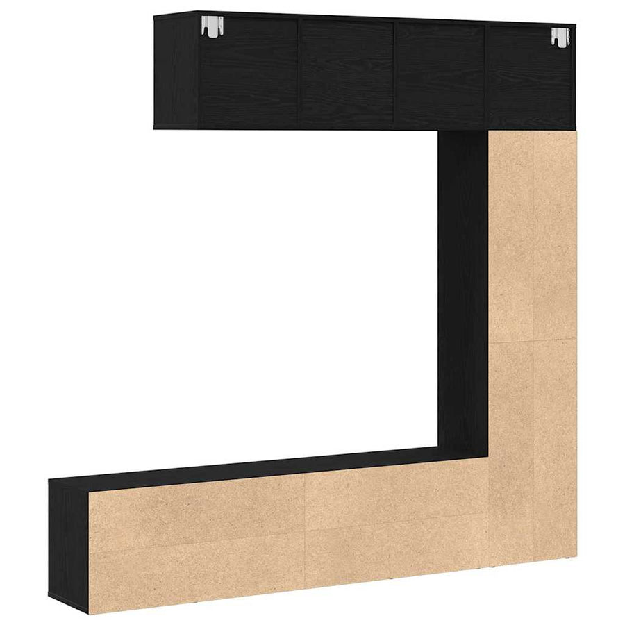 Boekenkast 3 pcs Zwart Eiken 36 x 30 x 143 cm Bewerkt hout