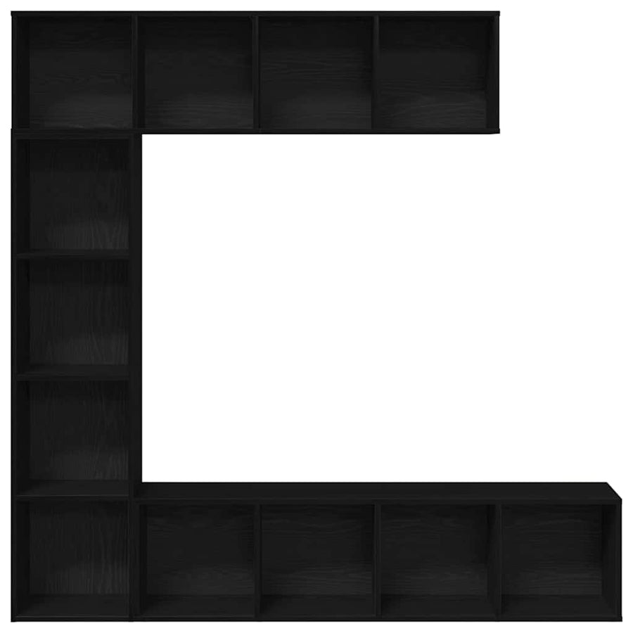 Boekenkast 3 pcs Zwart Eiken 36 x 30 x 143 cm Bewerkt hout