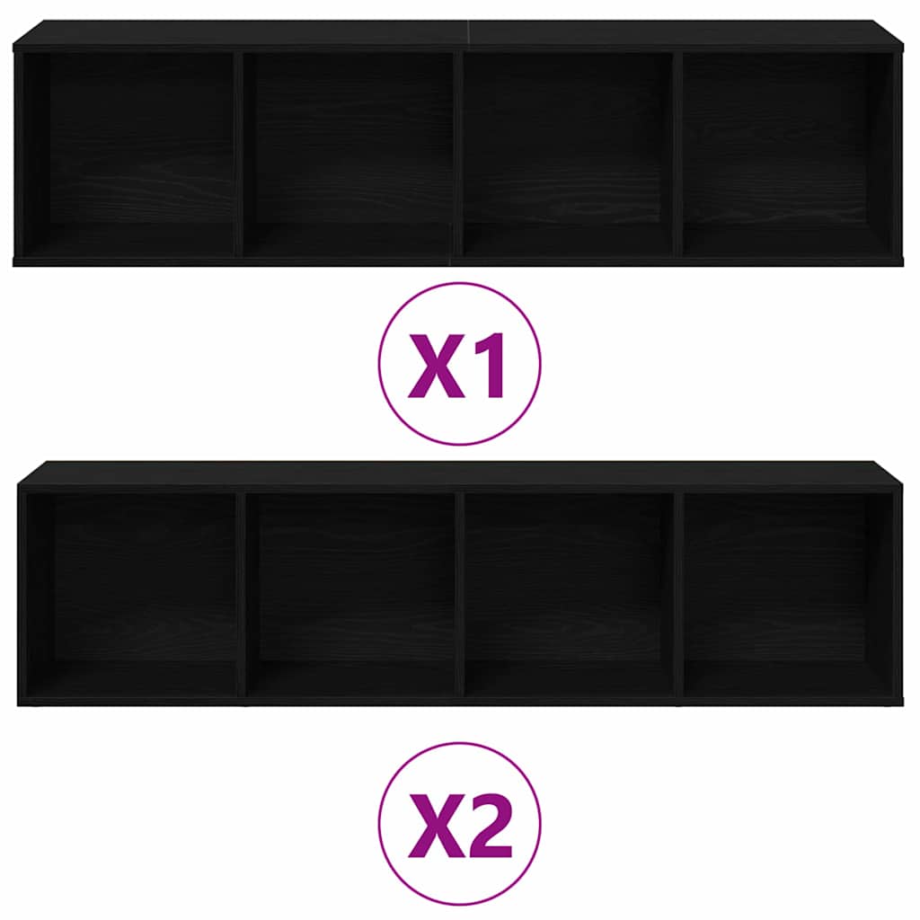 Boekenkast 3 pcs Zwart Eiken 36 x 30 x 143 cm Bewerkt hout