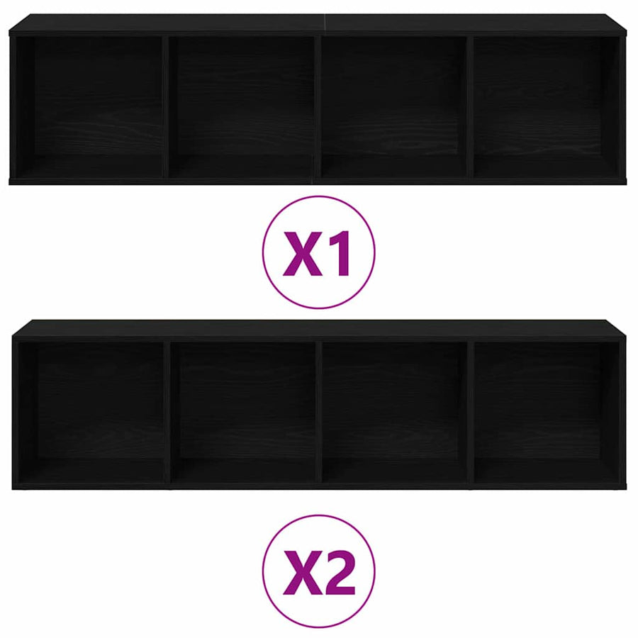 Boekenkast 3 pcs Zwart Eiken 36 x 30 x 143 cm Bewerkt hout
