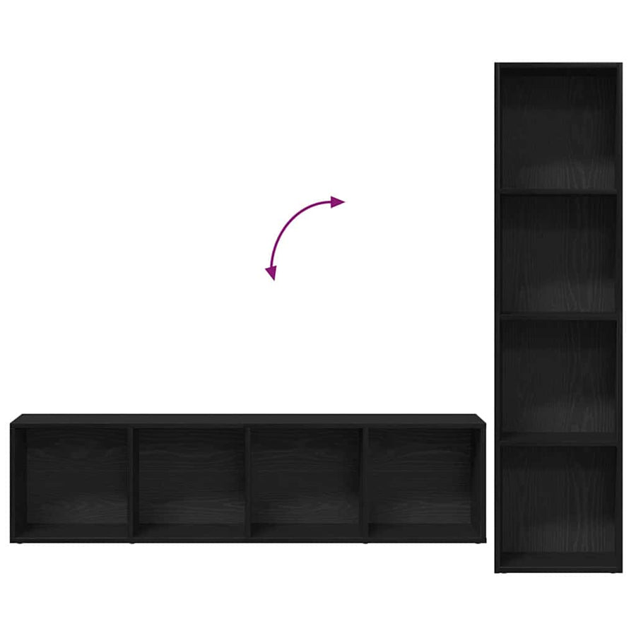 Boekenkast 3 pcs Zwart Eiken 36 x 30 x 143 cm Bewerkt hout