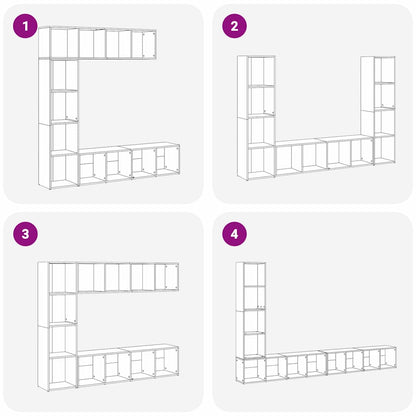 Boekenkast 3 pcs Zwart Eiken 36 x 30 x 143 cm Bewerkt hout