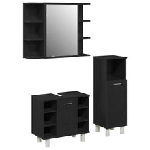 Badkamermeubelset 3 pcs Zwart 30 x 30 x 99,5 cm Bewerkt hout