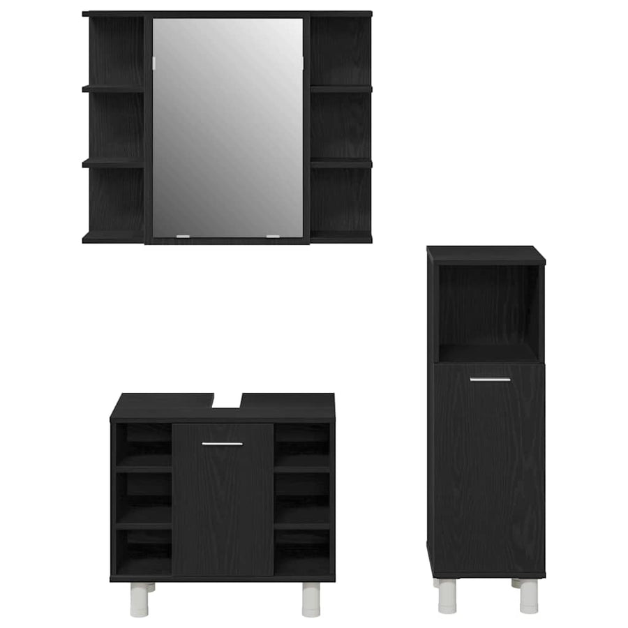 Badkamermeubelset 3 pcs Zwart 30 x 30 x 99,5 cm Bewerkt hout
