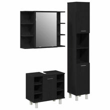 Badkamermeubelset 3 pcs Zwart 30 x 30 x 179,5 cm Bewerkt hout