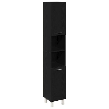 Badkamermeubelset 3 pcs Zwart 30 x 30 x 179,5 cm Bewerkt hout