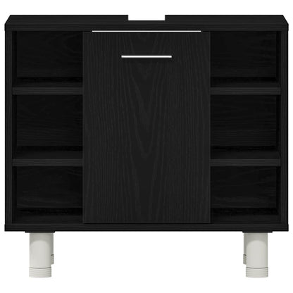 Badkamermeubelset 3 pcs Zwart 30 x 30 x 179,5 cm Bewerkt hout