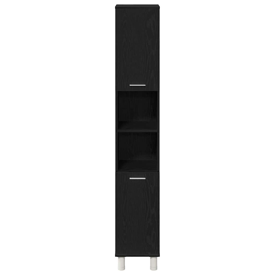Badkamermeubelset 3 pcs Zwart 30 x 30 x 179,5 cm Bewerkt hout