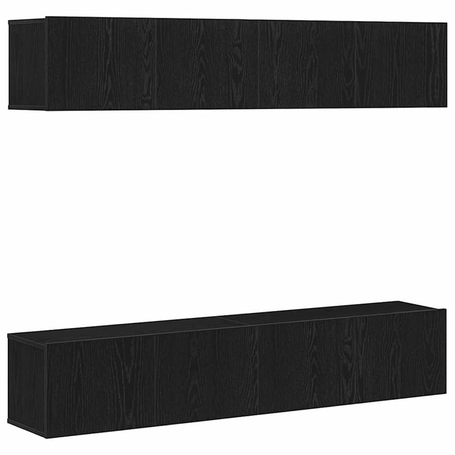 Tv-meubelset 4 pcs Zwart Eiken 80 x 30 x 30 cm Bewerkt hout