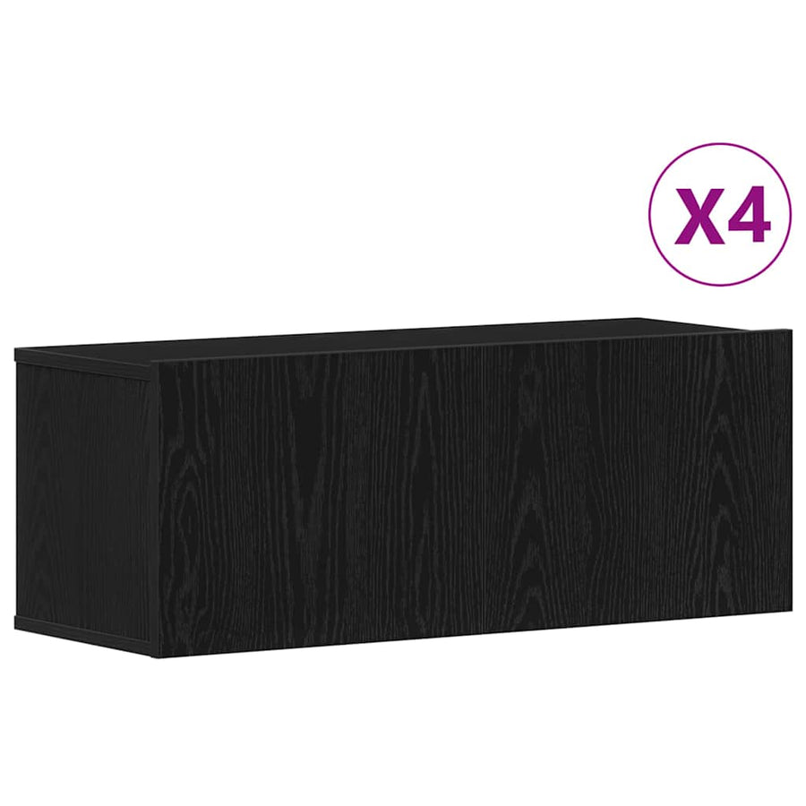 Tv-meubelset 4 pcs Zwart Eiken 80 x 30 x 30 cm Bewerkt hout