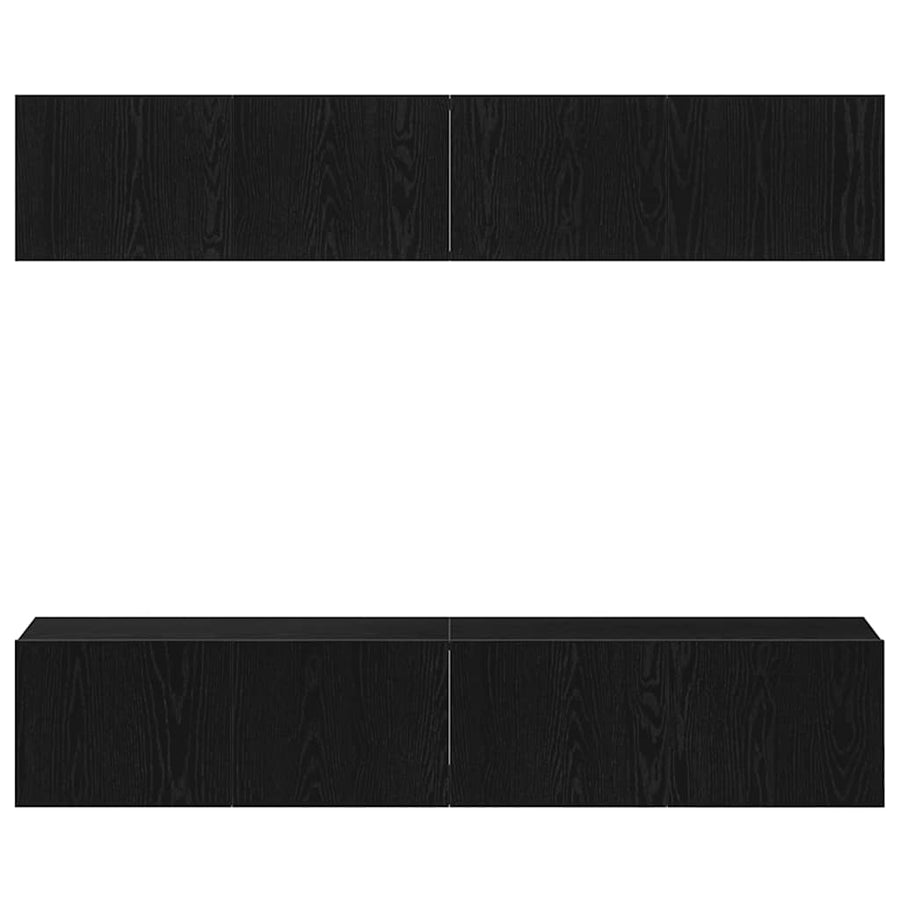 Tv-meubelset 4 pcs Zwart Eiken 80 x 30 x 30 cm Bewerkt hout