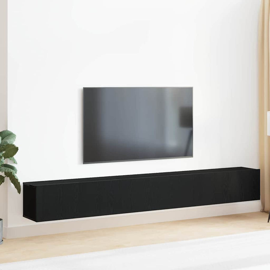 Tv-meubelset 3 pcs Zwart Eiken 80 x 30 x 30 cm Bewerkt hout